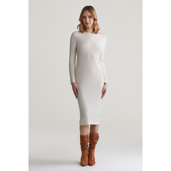 ŠATY GANT MINI CABLE KNIT DRESS CREAM 56009017