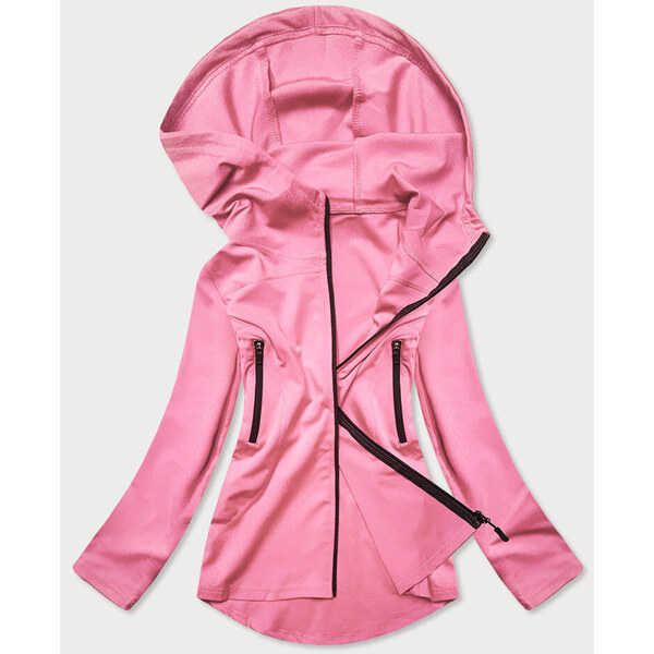 J.STYLE Svetloružová mikina s asymetrickou spodnou časťou (HD153-25) 56023538