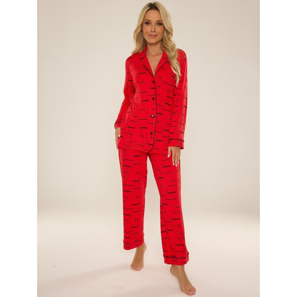 Košeľové dlhé pyžamo De Lafense Madeleine 718 Madeleine dł/r S-4XL 56217218