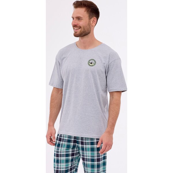 Sivo-modré kárované pyžamo Cornette Explore Plus 134/268 Explore 2 kr 56217342