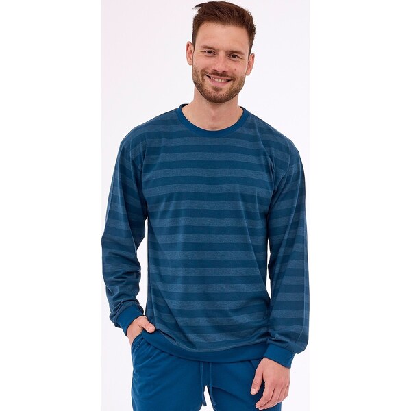 Tmavomodré pruhované dlhé pyžamo Cornette Loose 117/278 Loose 13 dł/r 56217336
