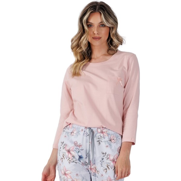 Pudrovo-mintové dlhé pažamo Leveza Rose 1522 7/8 M-2XL 56217594
