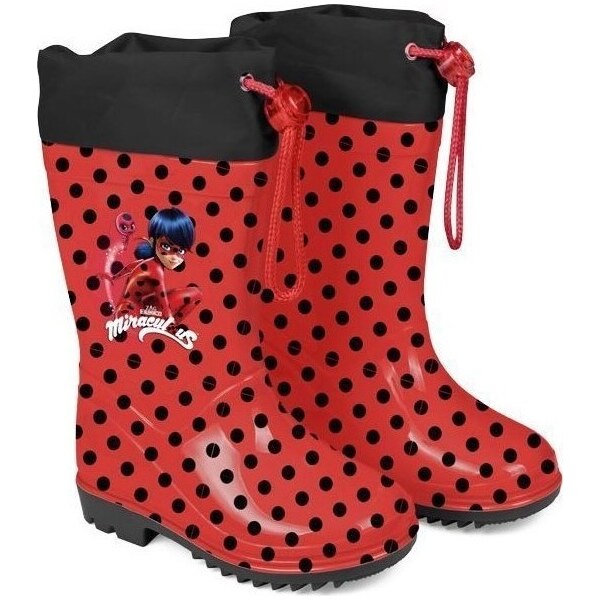 Červené dievčenské gumáky Miraculous Ladybug s bodkami 56217796