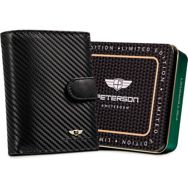 Peterson Kožená pánska karbónová peňaženka s prackou (GPPN438) 56113520