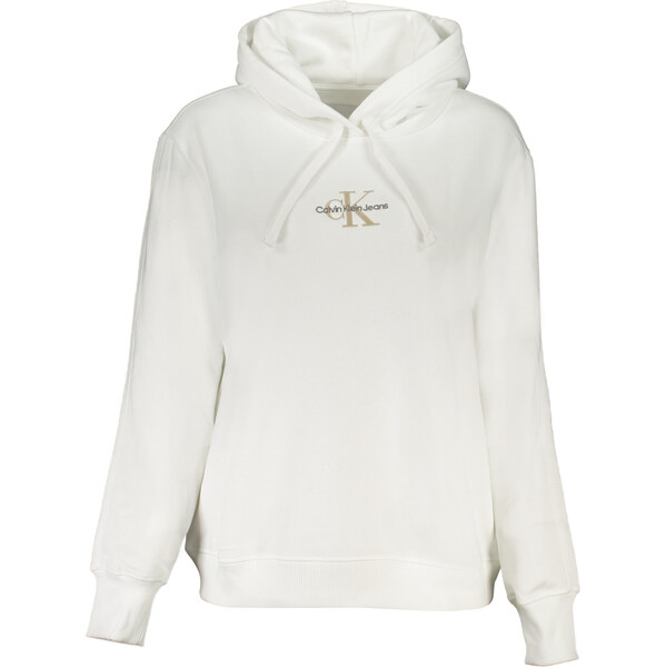 Calvin Klein Womens MONOLOGO REGULAR HOODIE Sweatshirt-White 65380286