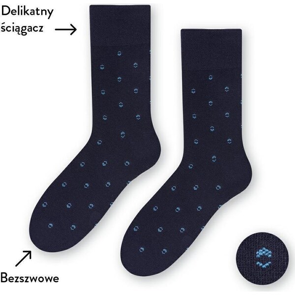 BASIC Tmavomodré pánske ponožky k obleku so vzormi Art.056 HC219, NAVY 56217893