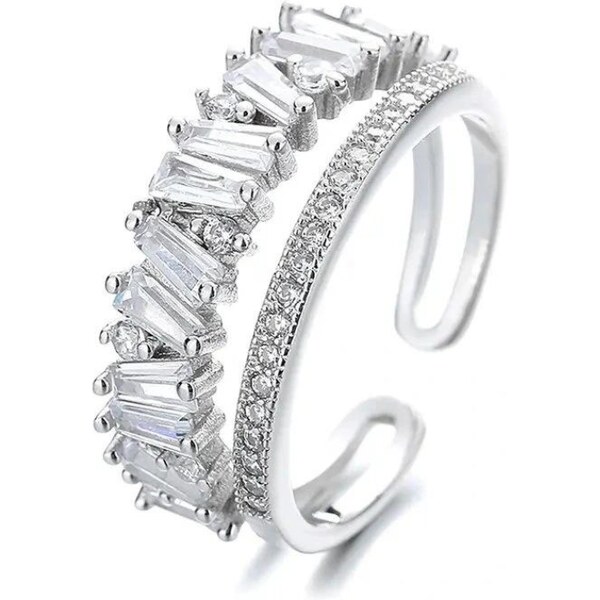 MAJYA Strieborný nastaviteľný dvojradový prsteň STEPHANY big 10861 64581864