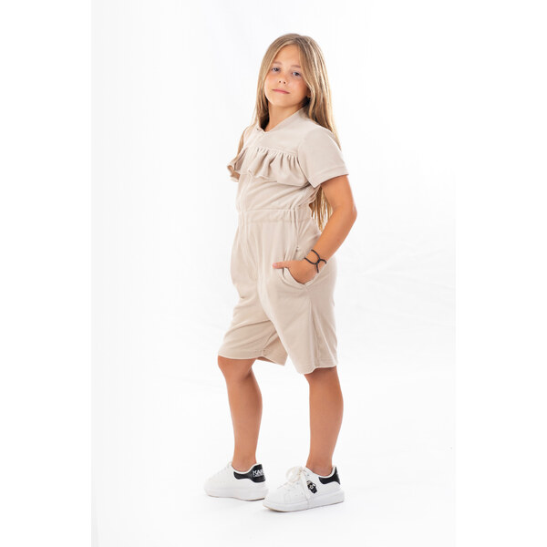 Dendy Dievčenský overal plyšový krátký z volánikom Creamy Veľkosť: 128 63228846