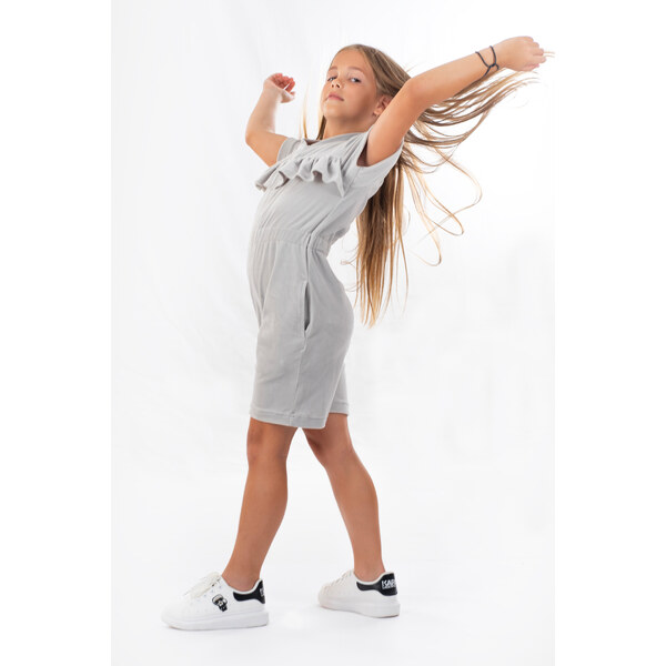 Dendy Dievčenský overal plyšový krátký z volánikom Gray Veľkosť: 128 63228847