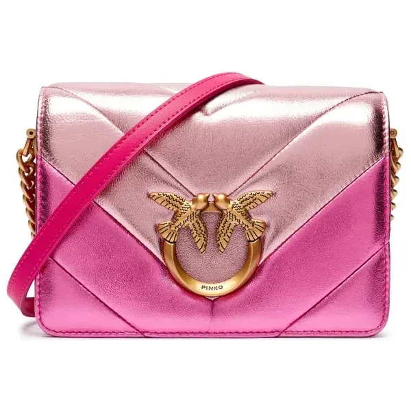 Pinko Kožená kabelka na rameno LOVE CLICK MINI BIG CHEVRON 56262314