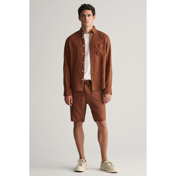 ŠORTKY GANT RELAXED LINEN DS SHORTS COGNAC BROWN 50828368
