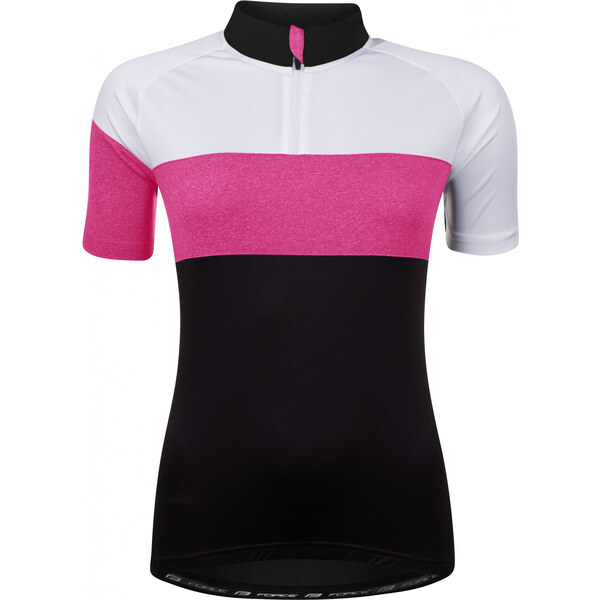 FORCE dres VIEW LADY krátky rukáv, čierno-bielo-ružový 56277013