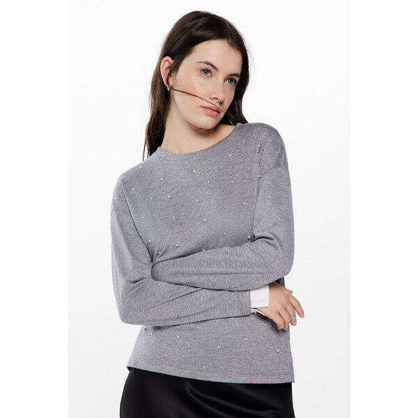 SPRINGFIELD Dámske tričko s perličkami a manžetami 56279520