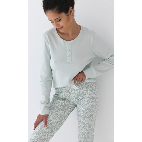 Mintové dlhé pyžamo Sensis Olive Interlock dł/r S-XL 56307018