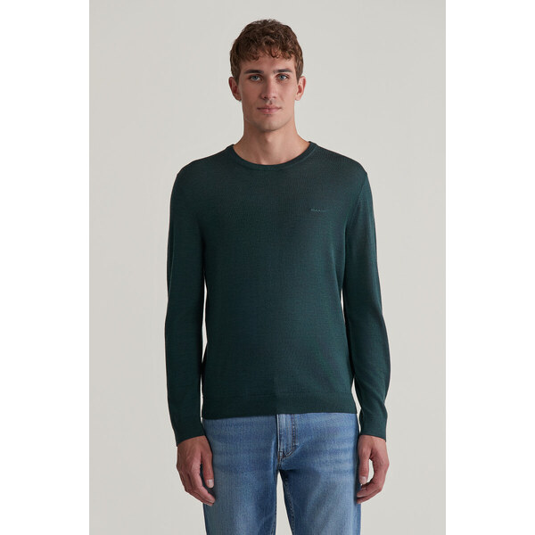SVETER GANT EXTRAFINE MERINO WOOL C-NECK TARTAN GREEN 56322964