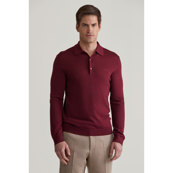 SVETER GANT EXTRAFINE MERINO WOOL POLO WINE RED 56322974