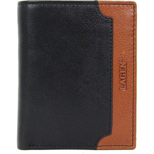 Lagen Pánska kožená peňaženka BLC-25261/122 čierna+koňak 56342732