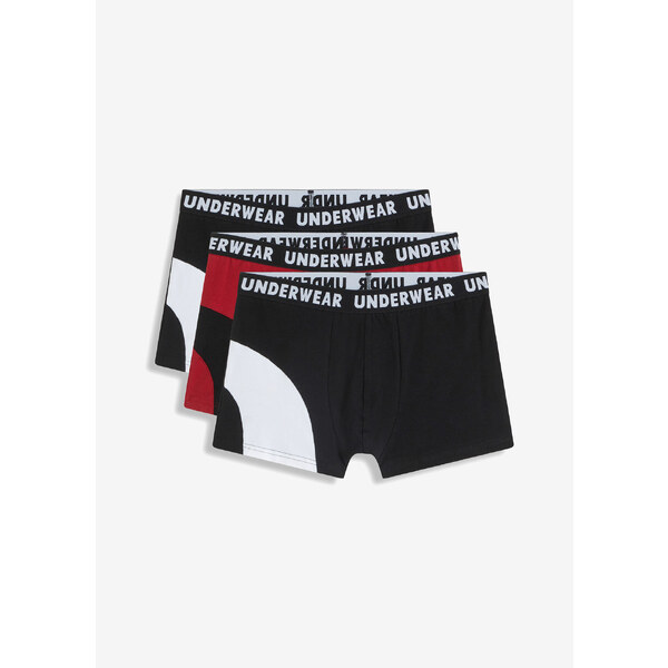 bonprix Boxerky, priliehavé, s bavlnou (3 ks v balení), farba čierna 56356331