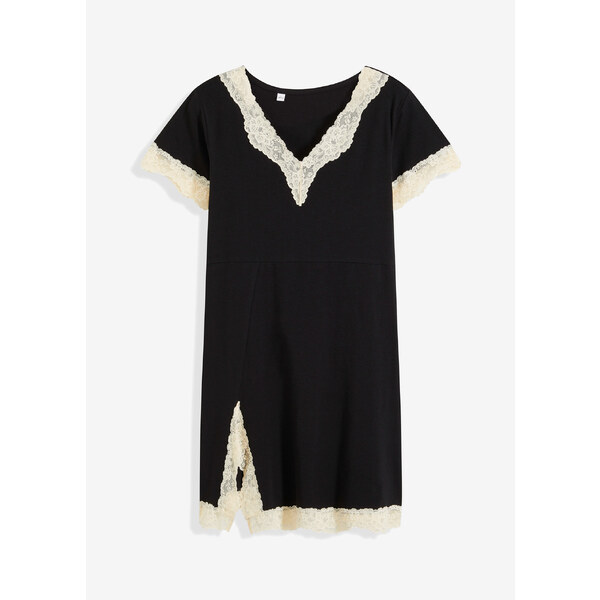 bonprix Nočná košeľa, krátka, s jemnou čipkou, farba čierna 56356334