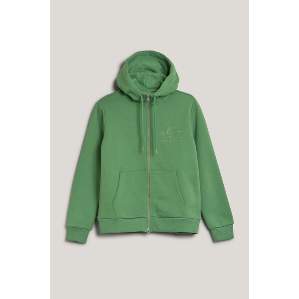 MIKINA GANT REG TONAL SHIELD ZIP HOODIE DUSTY GREEN 52426794