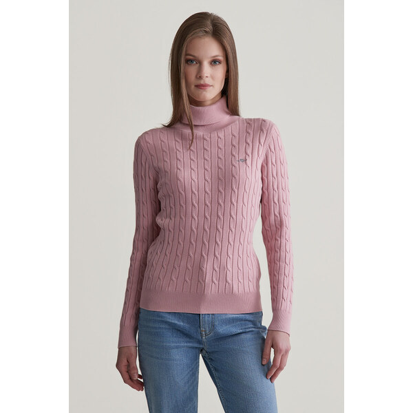 ROLÁK GANT STRETCH COTTON CABLE TURTLENECK DUSTY PINK 56361787
