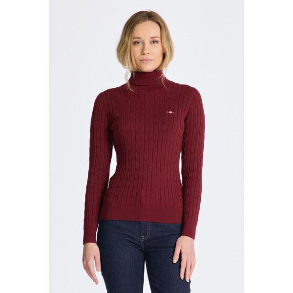 ROLÁK GANT STRETCH COTTON CABLE TURTLENECK PLUMPED RED 56361790