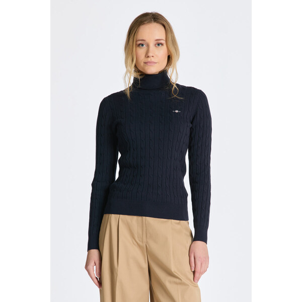 ROLÁK GANT STRETCH COTTON CABLE TURTLENECK EVENING BLUE 56361789