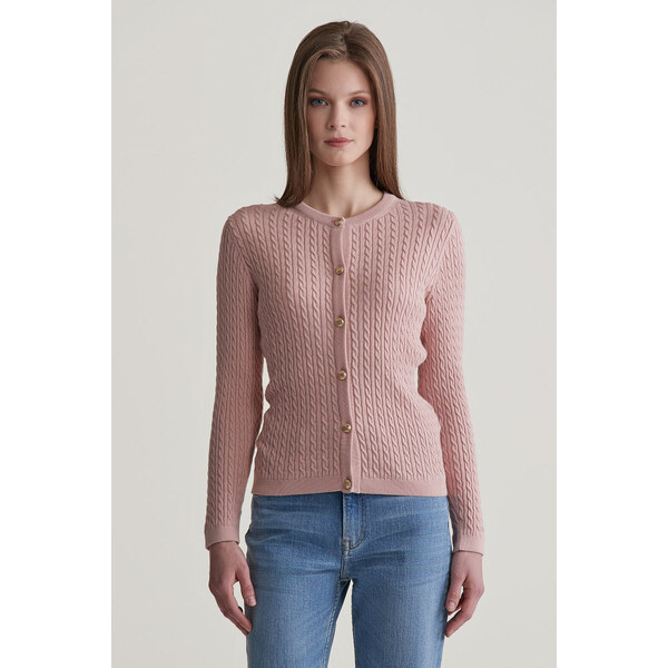SVETER GANT MINI CABLE KNIT CARDIGAN DUSTY PINK 56361792
