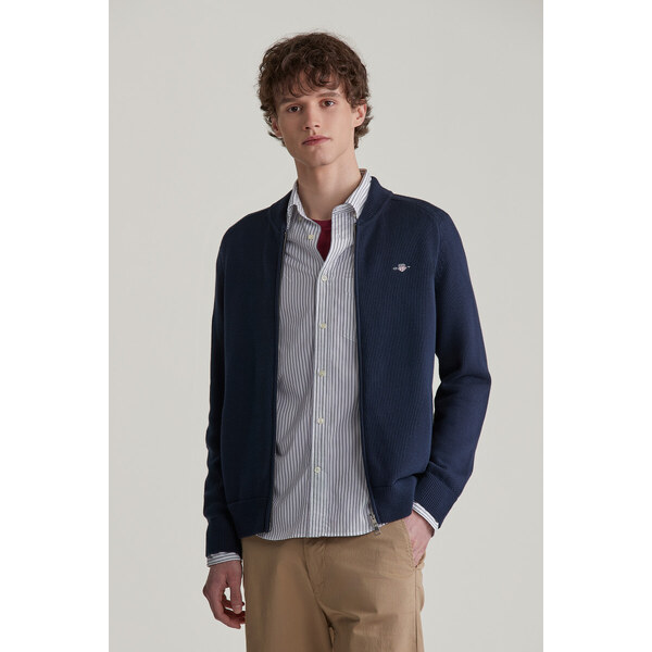 SVETER GANT CASUAL COTTON BOMBER CARDIGAN EVENING BLUE 56361802