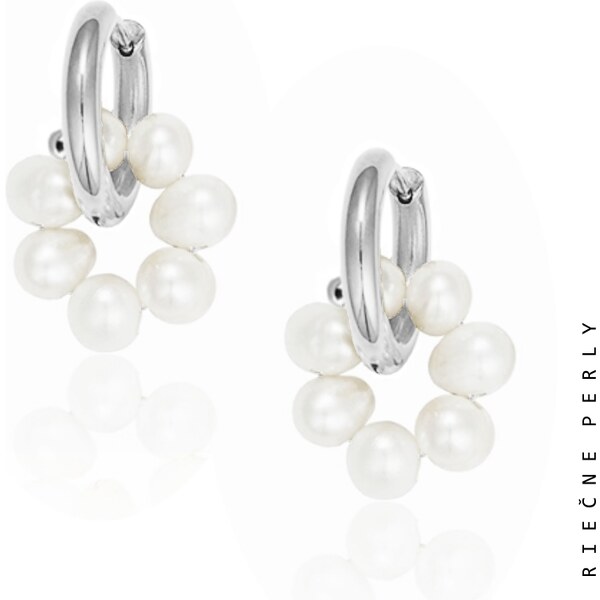 Taboo kruhové náušnice Atlantis, prírodné, riečne, biele perly tba131 56432001