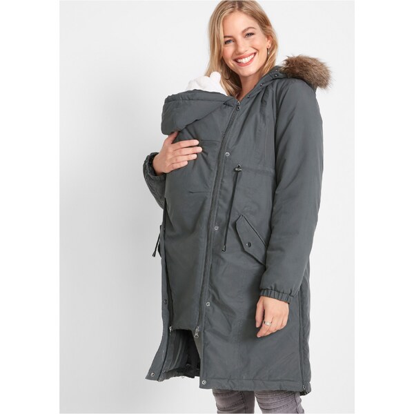bonprix Materská bunda na nosenie, 3v1, farba šedá 44732612