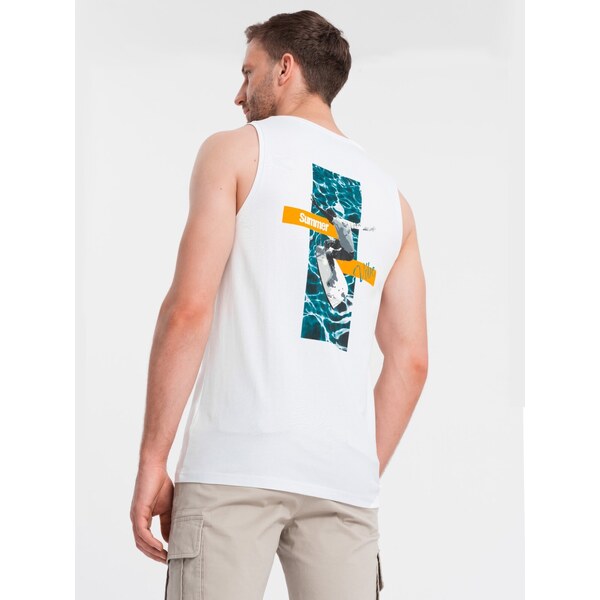 Ombre Summer Vibe printed mens cotton tank top - white 56622447