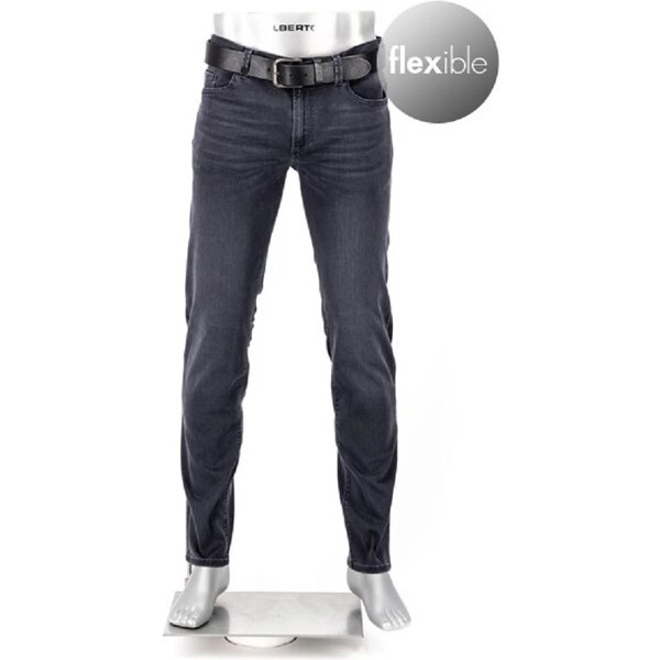 Pánske antracitové džínsy s tencelom ALBERTO regular slim fit 56595419