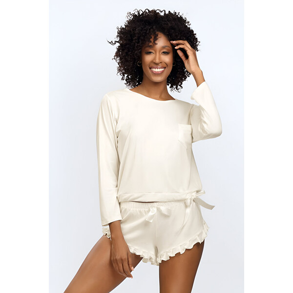 Dkaren Elegantné dámske pyžamo Ronnie smotanové, Farba smotanová 41614762