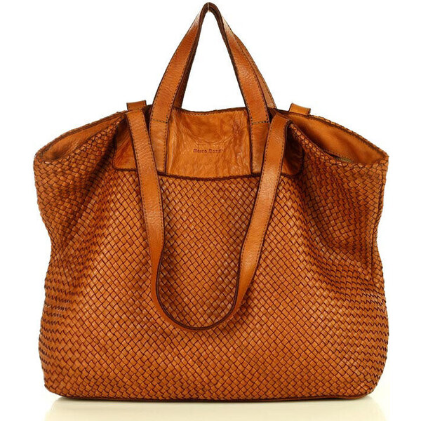MARCO MAZZINI Kožená shopper taška | camel v186a 56606296