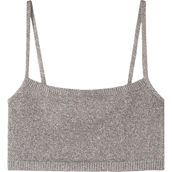 Bershka Vyšívaný top strieborná 58422317