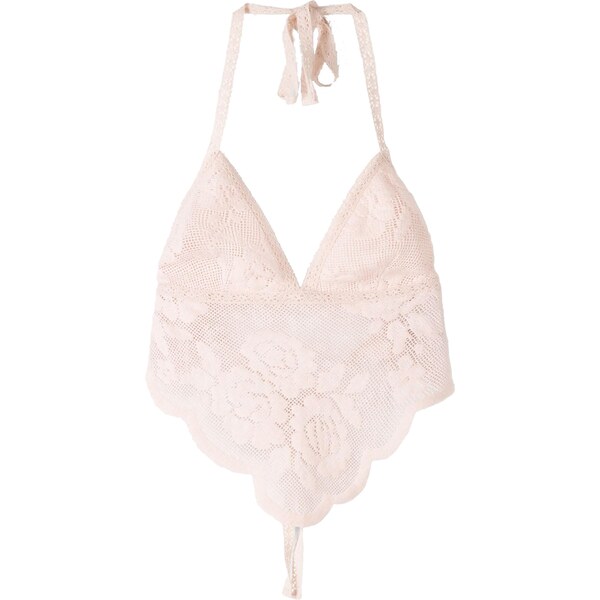 Bershka Vyšívaný top pastelovo ružová 58422352