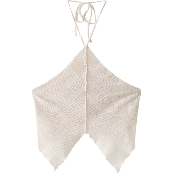 Bershka Vyšívaný top šedobiela 58422555