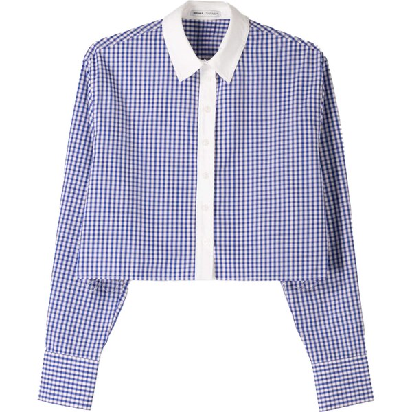 Bershka Blúzka modrá / tmavomodrá / biela 58422696