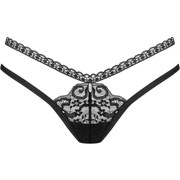 Čierne tangá z čipky Obsessive Blomentis 56622029