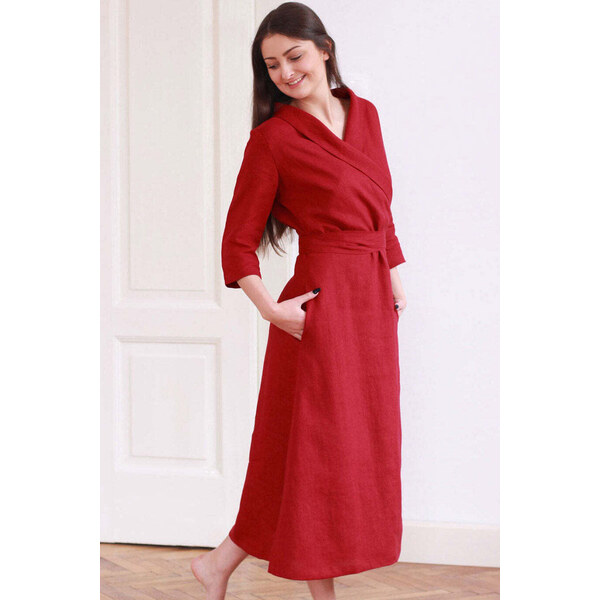 Lotika Linen Ľanové zavinovacie maxi šaty Lotika 63333874