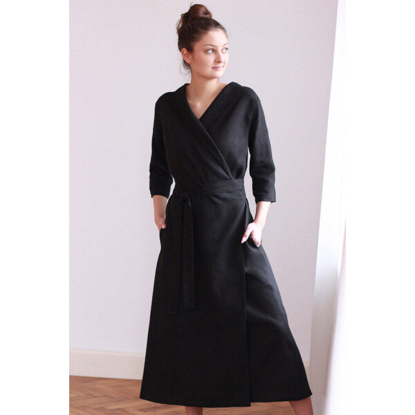 Lotika Linen Ľanové zavinovacie maxi šaty Lotika 63333876