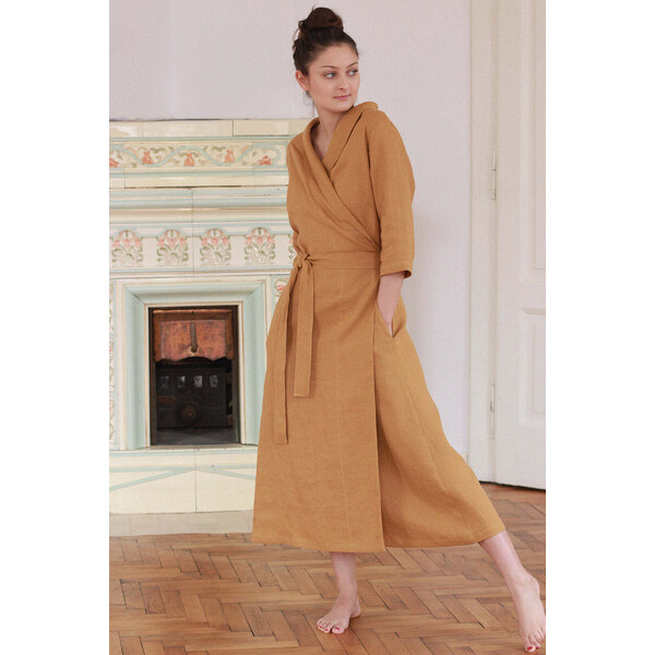 Lotika Linen Ľanové zavinovacie maxi šaty Lotika 63333878