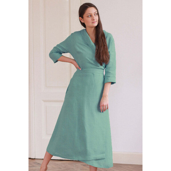 Lotika Linen Ľanové zavinovacie maxi šaty Lotika 63333881