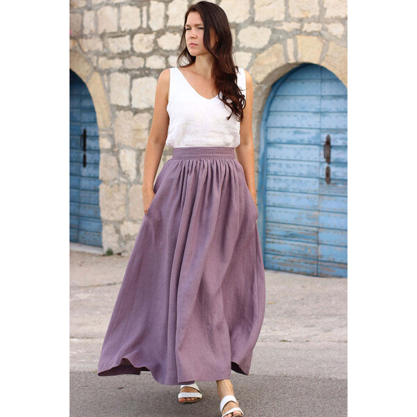 Lotika Linen Česká ľanová dlhá sukňa Lotika 63333916