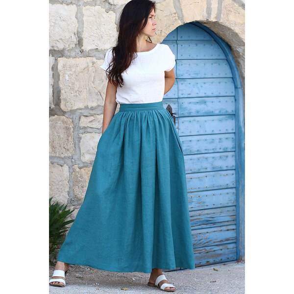 Lotika Linen Česká ľanová dlhá sukňa Lotika 63333919