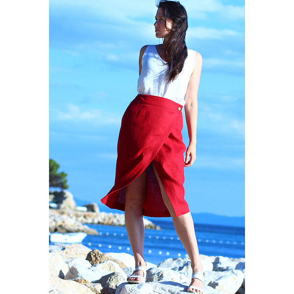 Lotika Linen Ľanová zavinovacia midi sukňa Lotika 63333922