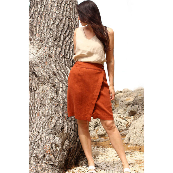 Lotika Linen Krátka zavinovacia ľanová sukňa Lotika 63333934