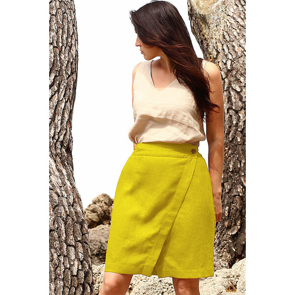 Lotika Linen Krátka zavinovacia ľanová sukňa Lotika 63333935