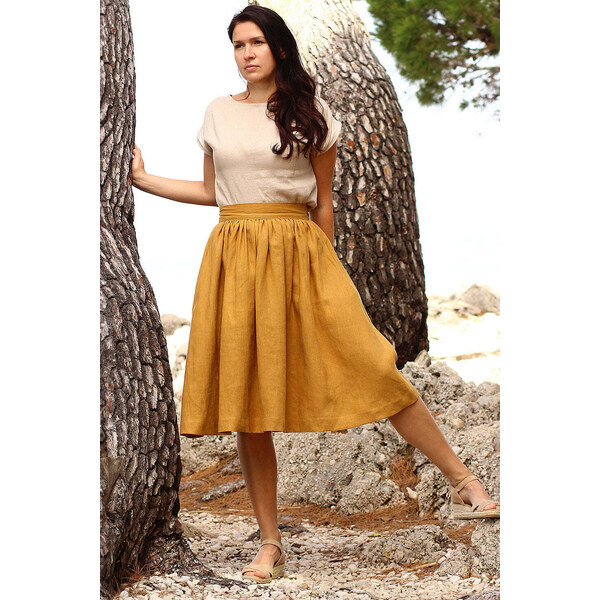 Lotika Linen Česká ľanová áčková sukňa Lotika 63333905